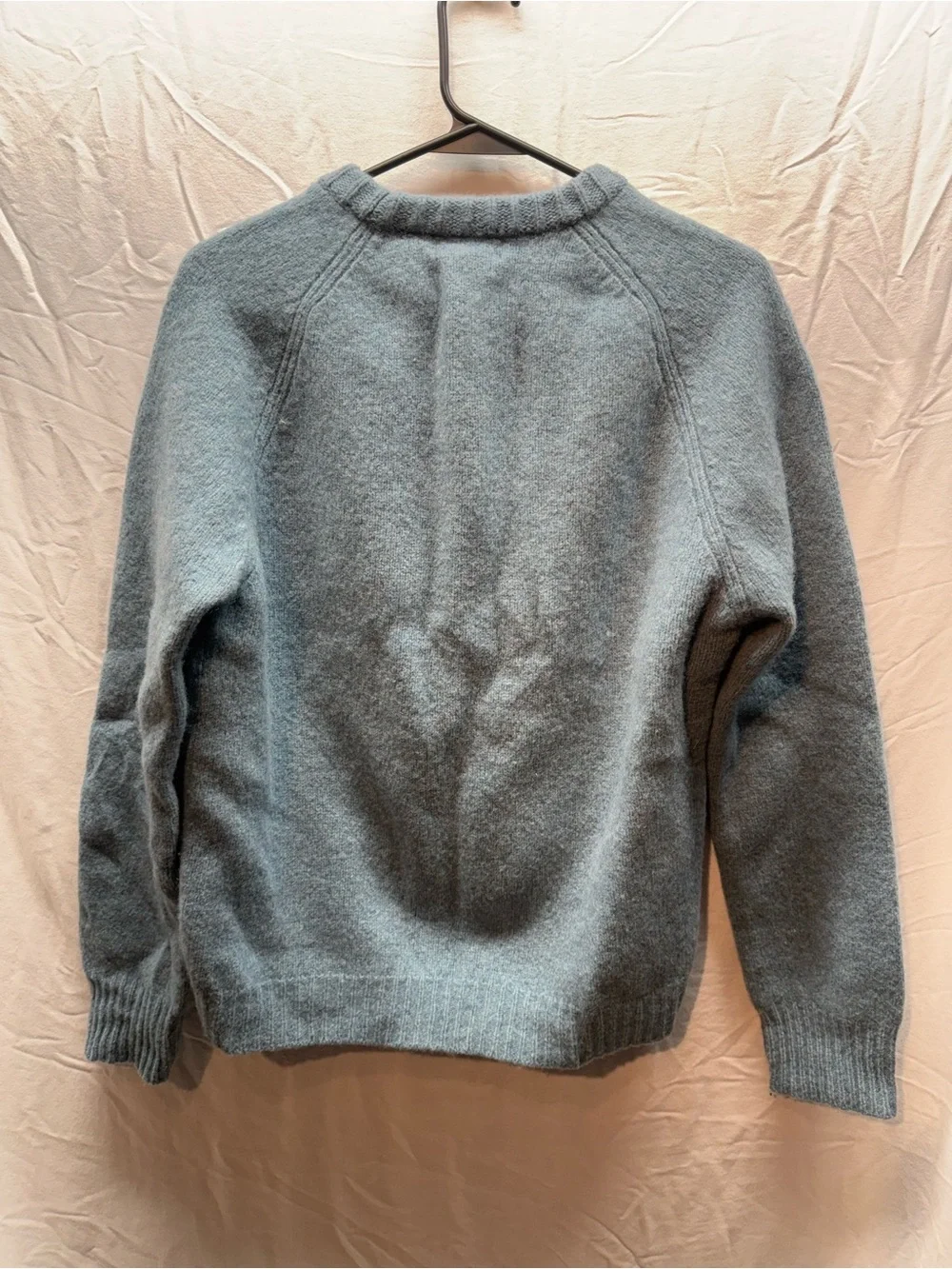 J.Crew 100% Wool Mock Neck Sweater Blue Raglan Sleeve Pullover Women's Large